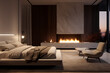 master bedroom with a minimalist fireplace