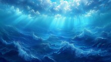Undersea Ocean Waves Painting