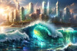 A huge wave swallowed the city, Generative AI