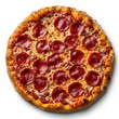 © H_designs - realistic pizza with pepperoni with clear white background.