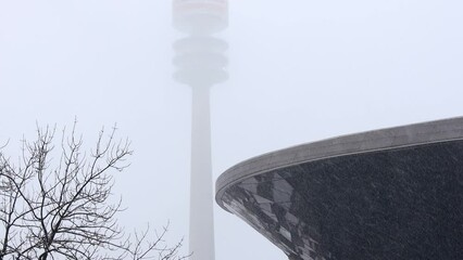 Wall Mural - the munich tv tower in winter 4k 25fps video