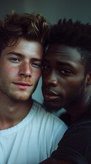 Close-up portrait of happy gay couple