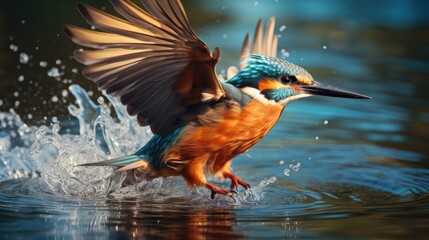 Wall Mural - splash takeoff of colorful kingfisher