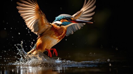 Wall Mural - kingfisher's majestic water dance