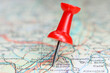 © AtlasMotion - German town Buhl pinned on map with red pushpin
