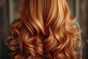 Wall Mural - close-up of loose long hair with soft curls, back view