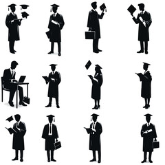 Wall Mural - 	
graduated students silhouettes , graduated students hat silhouettes ,degree silhouettes , degree hat silhouettes , university students silhouettes	
