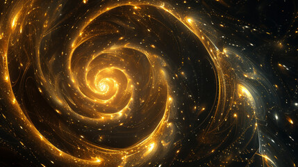 Poster - The golden spiral arms of galaxies in the deep sky of the universe.