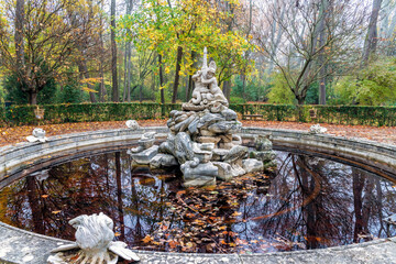 Wall Mural - Swans fountain in Prince Gardens of Aranjuez. Madrid. Spain. Europe.