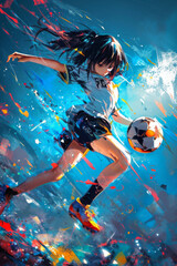 Wall Mural - A female football player.