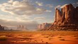 Timeless desert scene with ancient rock formations, narrating the geological history of the untouched wilderness