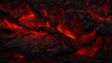 Fototapeta  - Molten lava flows with intense heat creating a dynamic and textured red and black landscape, nature concept