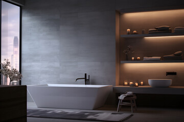 Wall Mural - bathroom with a minimalist bathtub