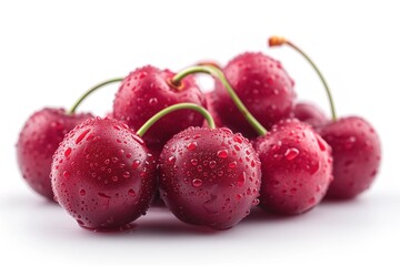 Canvas Print - cherries closeup on white background