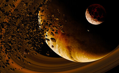 Wall Mural - gas giant planet in deep space, 3d animation