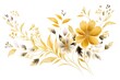 Gold several pattern flower, sketch, illust, abstract watercolor, flat design, white background