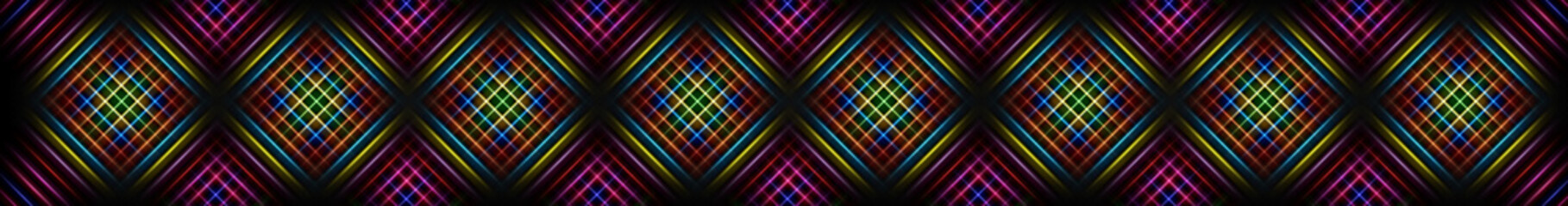 Wall Mural - Abstract rainbow light trails on the dark background