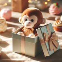 Monkey Soft Toy In The Gift Box, Gift For Lover, Birthday And Party.