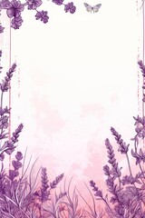 Wall Mural - Lavender illustration style background very large blank area