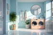 laundry space featuring a mix of monochromatic colors 