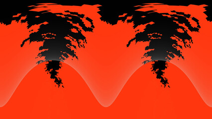 Wall Mural - map of the world in black fractal on a bright orange background