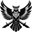 Black and White Warrior owl  for the security service Logo Vector Illustration  for logos and heraldic symbols