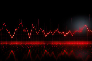 Wall Mural - Red sound wave on black background. Music concept