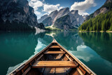 Fototapeta Sypialnia - Fantastic view of famous Braies lake in Dolomites, Italy
