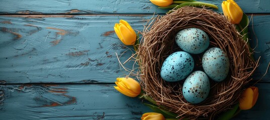 Canvas Print - easter eggs in a basket