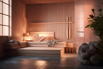 Wall Mural - warm sauna spa room