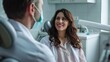 © lublubachka - a happy woman at the dentist, with a focus on the positive atmosphere and the dentist's expertise in providing dental care