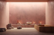 A spa room with a sleek wall-mounted relaxation and meditation room