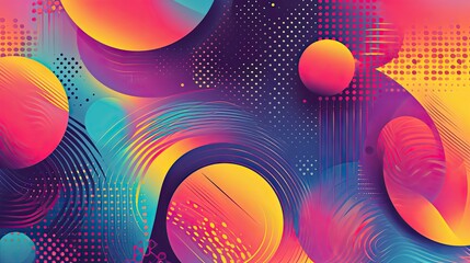 Wall Mural - abstract background with circles, lines, rectangles. bright multicolor backdrop with gradients