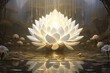 3D rendering of a beautiful white lotus in a fantasy setting