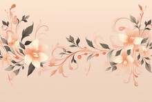 Light Papayawhip And Dusty Peach Color Floral Vines Boarder Style Vector Illustration