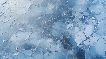 Wall Mural - Aerial view of abstract patterns formed by melting ice on a frozen lake
