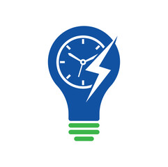 Wall Mural - Flash time bulb shape concept vector logo design. Thunder time logo icon vector.