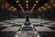 Black and white chess figures board posing in the front Generated by AI