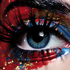 Canvas Print - A close-up of a pair of eyes with dramatic makeup.