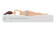 © designer_things - Correct sleeping body posture. Healthy sleeping position spine on orthopedic mattress and pillow. Caring for health of back, neck. illustration