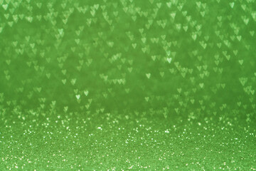  Valentine day concept idea. Abstract green background. Heart. Bokeh.