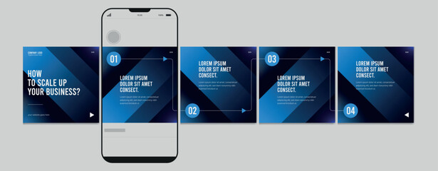 Wall Mural - set of linkedin carousel post, editable social media instagram carousel post, modern and creative bu