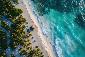 Poster - A bird's-eye view from a drone of a beautiful tropical beach
