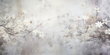 Silver Abstract Floral Background With Natural Grunge Texture
