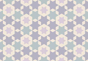 Wall Mural - seamless hexagon geometric pattern. six-pointed star abstract background, pastel tones. texture desi