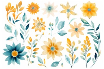 Topaz several pattern flower, sketch, illust, abstract watercolor