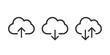 Cloud download and upload icons set. Upload download cloud computing outline vector sign.