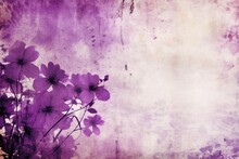 Violet Abstract Floral Background With Natural Grunge Texture