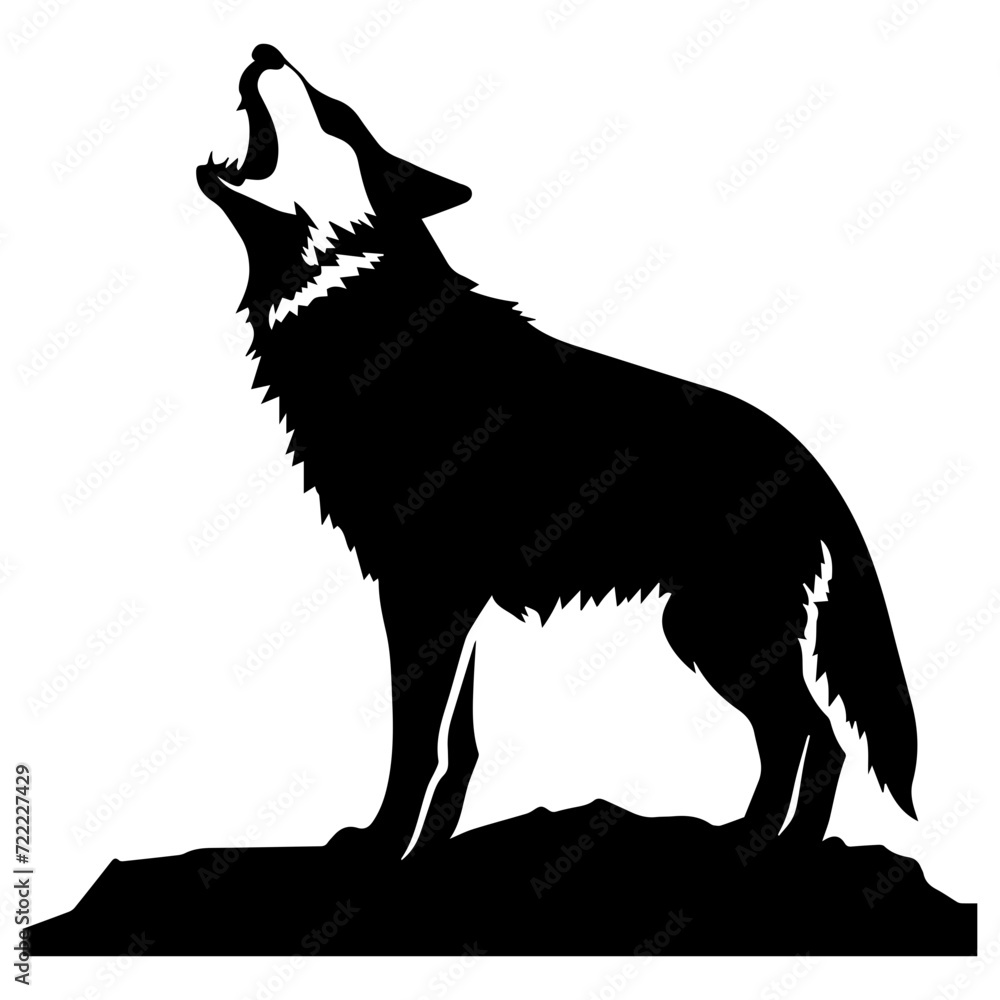 howling wolf icon illustration, howling wolf silhouette logo svg vector ...