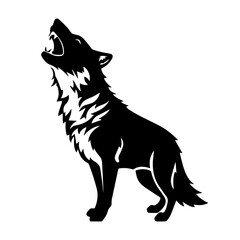 howling wolf icon illustration, howling wolf silhouette logo svg vector